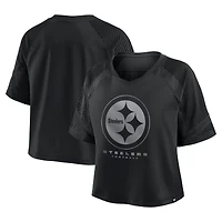 Women's Fanatics Pittsburgh Steelers Oversized Raglan V-Neck Blackout Fashion Jersey