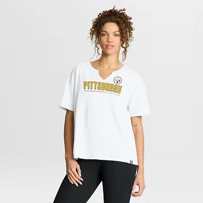 T-shirt boxy blanc Fanatics Redzone des Pittsburgh Steelers pour femme