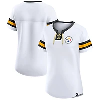 T-shirt à lacets blanc Pittsburgh Steelers Sunday Best pour femmes de Fanatics
