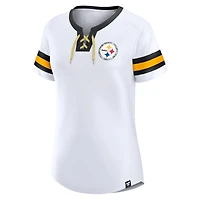 T-shirt à lacets blanc Pittsburgh Steelers Sunday Best pour femmes de Fanatics