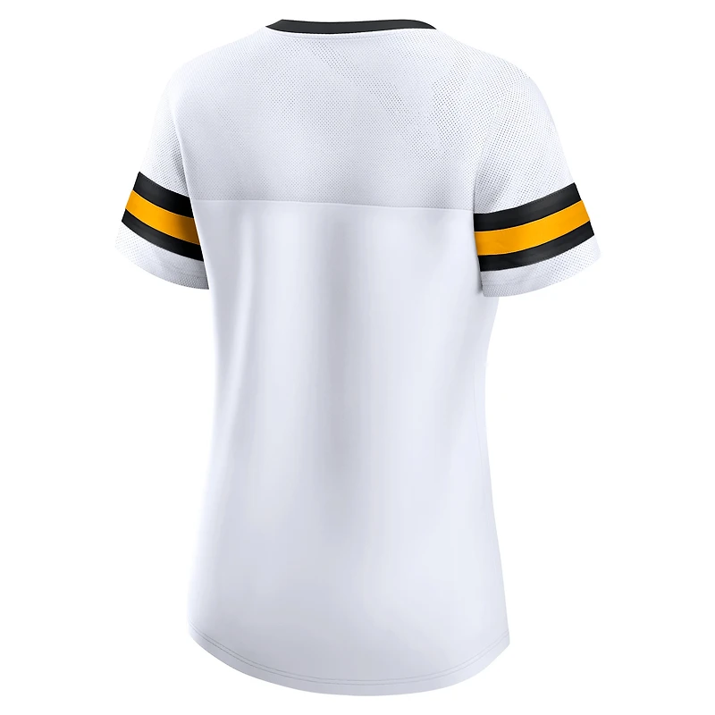 Women's Fanatics White Pittsburgh Steelers Sunday Best Lace-Up T-Shirt