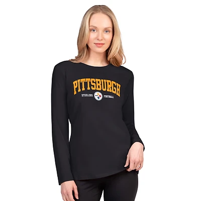 T-shirt à manches longues G-III 4Her pour femme par Carl Banks, noir, des Pittsburgh Steelers, « Best Play »