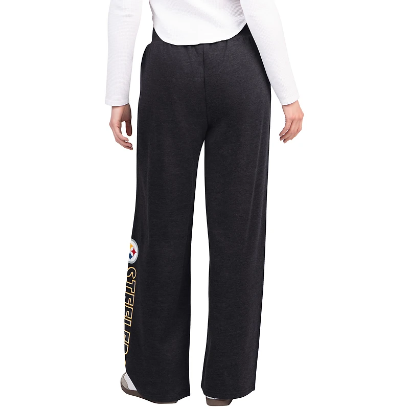 Women's G-III 4Her by Carl Banks Black Pittsburgh Steelers Field Wide Leg Sweatpants