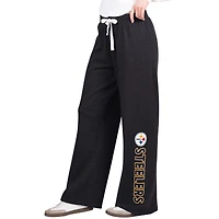 Women's G-III 4Her by Carl Banks Black Pittsburgh Steelers Field Wide Leg Sweatpants