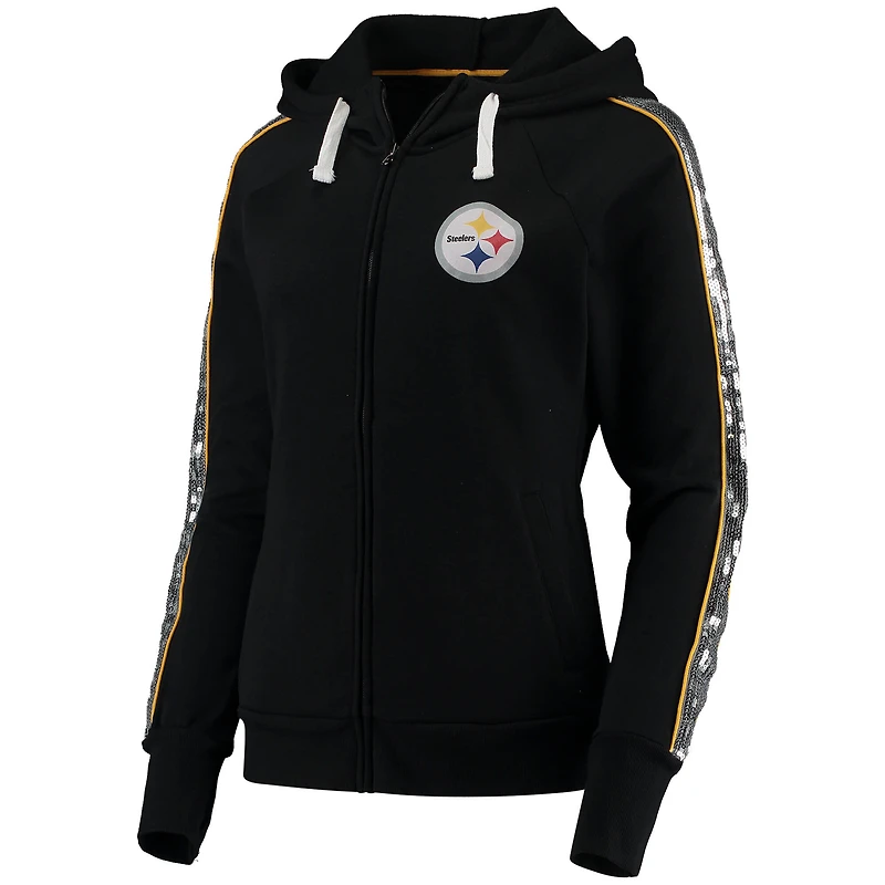 G-III 4Her par Carl Banks pour femmes Black Pittsburgh Steelers Game Changer - Sweat à capuche entièrement zippé