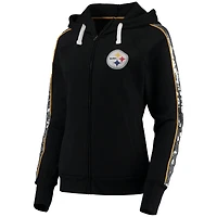 G-III 4Her par Carl Banks pour femmes Black Pittsburgh Steelers Game Changer - Sweat à capuche entièrement zippé
