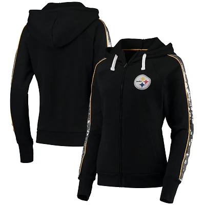 G-III 4Her par Carl Banks pour femmes Black Pittsburgh Steelers Game Changer - Sweat à capuche entièrement zippé
