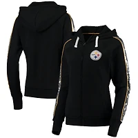 G-III 4Her par Carl Banks pour femmes Black Pittsburgh Steelers Game Changer - Sweat à capuche entièrement zippé
