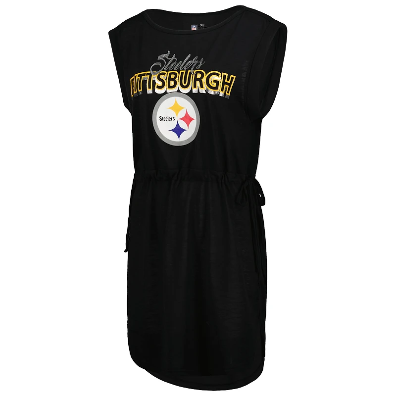 Women's G-III 4Her by Carl Banks Black Pittsburgh Steelers G.O.A.T. Swimsuit Cover-Up