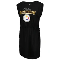 Women's G-III 4Her by Carl Banks Black Pittsburgh Steelers G.O.A.T. Swimsuit Cover-Up