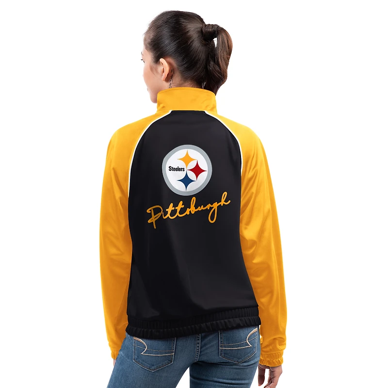 Women's G-III 4Her by Carl Banks Black Pittsburgh Steelers Replay Full-Zip Track Jacket