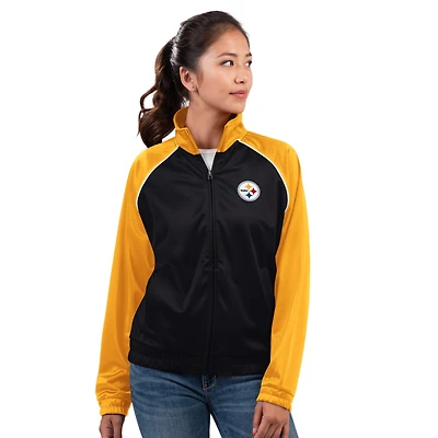 Veste de survêtement zippée G-III 4Her par Carl Banks pour femme, noire, des Pittsburgh Steelers Replay