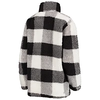Women's G-III 4Her by Carl Banks Black Pittsburgh Steelers Sherpa Plaid Quarter-Zip Jacket