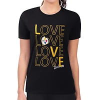 T-shirt léger et ultra-ajusté G-III 4Her par Carl Banks pour femme, noir, motif graphique Love des Pittsburgh Steelers