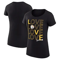 T-shirt léger et ultra-ajusté G-III 4Her par Carl Banks pour femme, noir, motif graphique Love des Pittsburgh Steelers