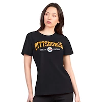 T-shirt à col rond ultra-mince et léger G-III 4Her par Carl Banks pour femme, noir, des Pittsburgh Steelers