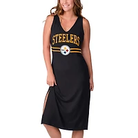 Robe longue à encolure en V pour femme G-III 4Her by Carl Banks Black Pittsburgh Steelers