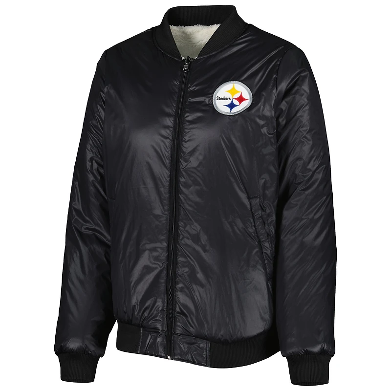 Veste réversible pour femme G-III 4Her by Carl Banks Oatmeal/Black Pittsburgh Steelers Switchback Full-Zip