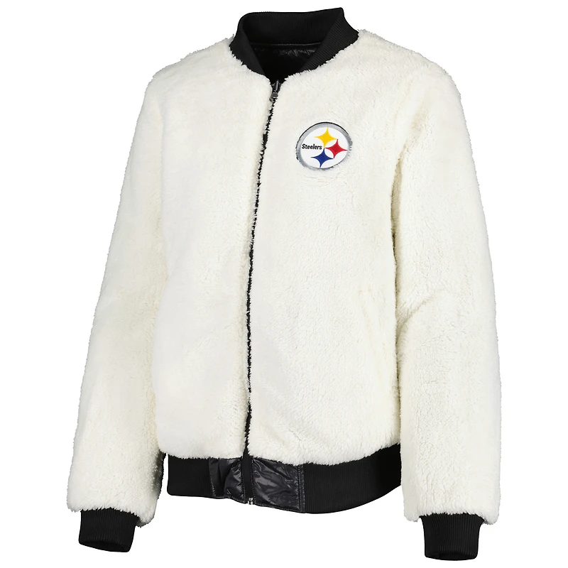Veste réversible pour femme G-III 4Her by Carl Banks Oatmeal/Black Pittsburgh Steelers Switchback Full-Zip