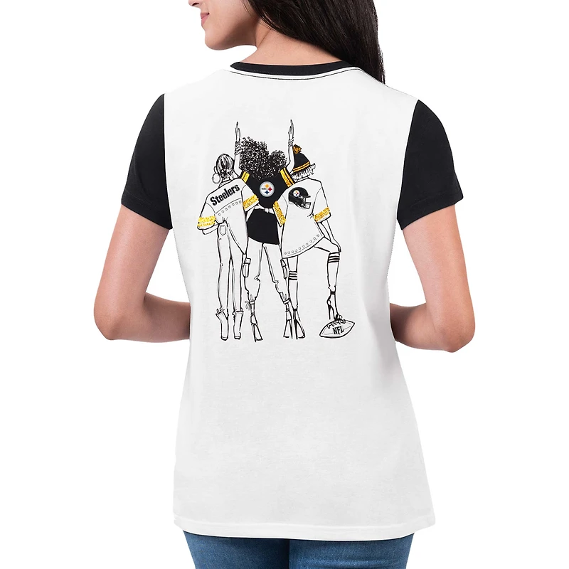 T-shirt pour femme G-III 4Her by Carl Banks White Pittsburgh Steelers Fashion Illustration