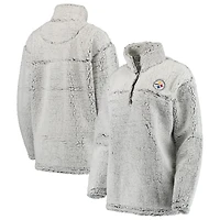 Veste pull-over grise Pittsburgh Steelers pour femme, en sherpa, à quart de zip