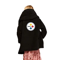 Jill Martin - Robe longue surdimensionnée à capuche noire des Pittsburgh Steelers pour femme