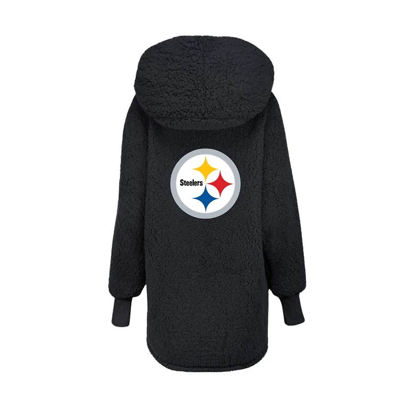 Women's Jill Martin Black Pittsburgh Steelers Oversized Hooded Lounger