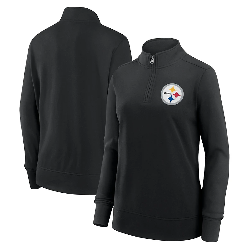 Veste à logo athlétique noire pour femme, modèle Velocity, avec fermeture éclair quart de tour, des Pittsburgh Steelers