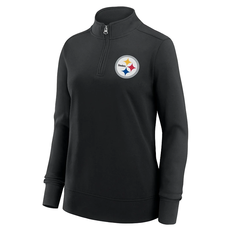 Women's Logo Athletic Black Pittsburgh Steelers Velocity Quarter-Zip Jacket