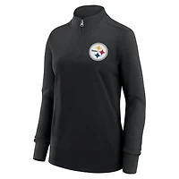 Women's Logo Athletic Black Pittsburgh Steelers Velocity Quarter-Zip Jacket