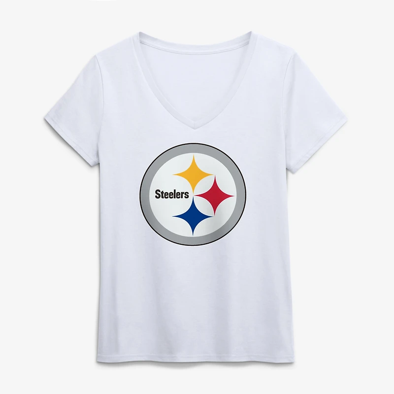 Women's Logo Athletic Pittsburgh Steelers Primary V-Neck T-Shirt