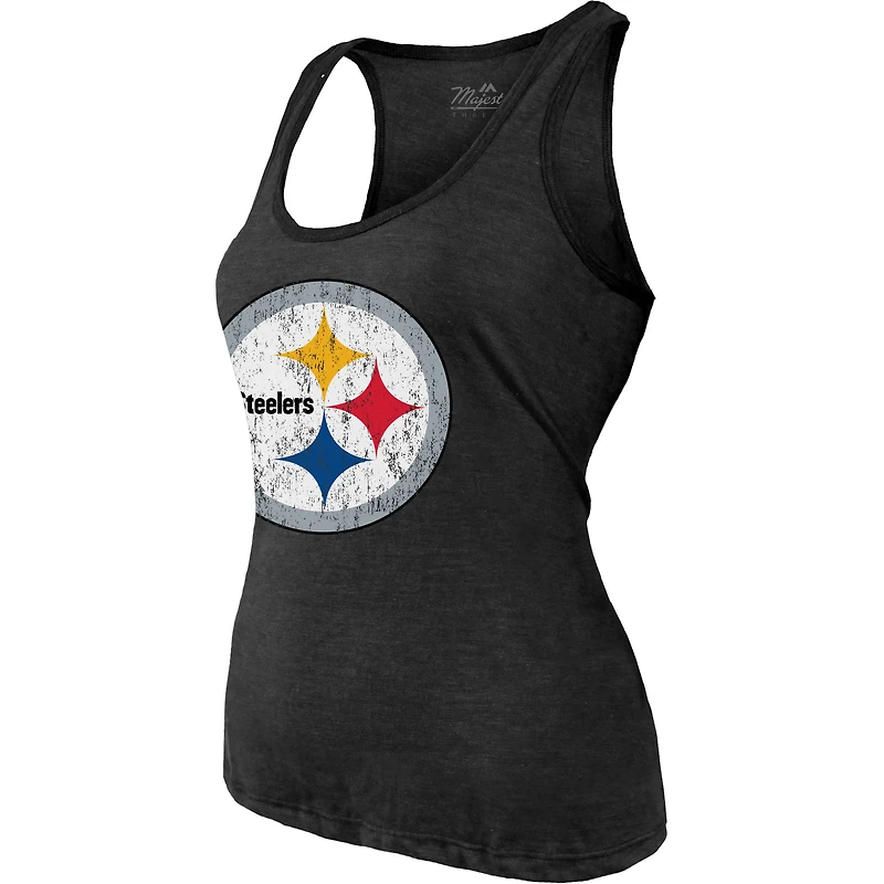 Women's Majestic Threads Najee Harris Black Pittsburgh Steelers Player Name & Number Tri-Blend Tank Top