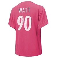 Majestic Threads pour femmes T.J. Watt Pink Pittsburgh Steelers Nom et numéro T-shirt