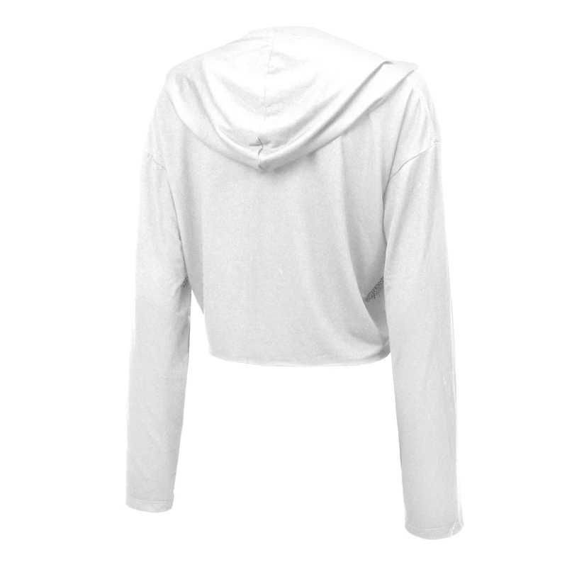 Women's Majestic Threads T.J. Watt White Pittsburgh Steelers Glitter Wordmark Hoodie