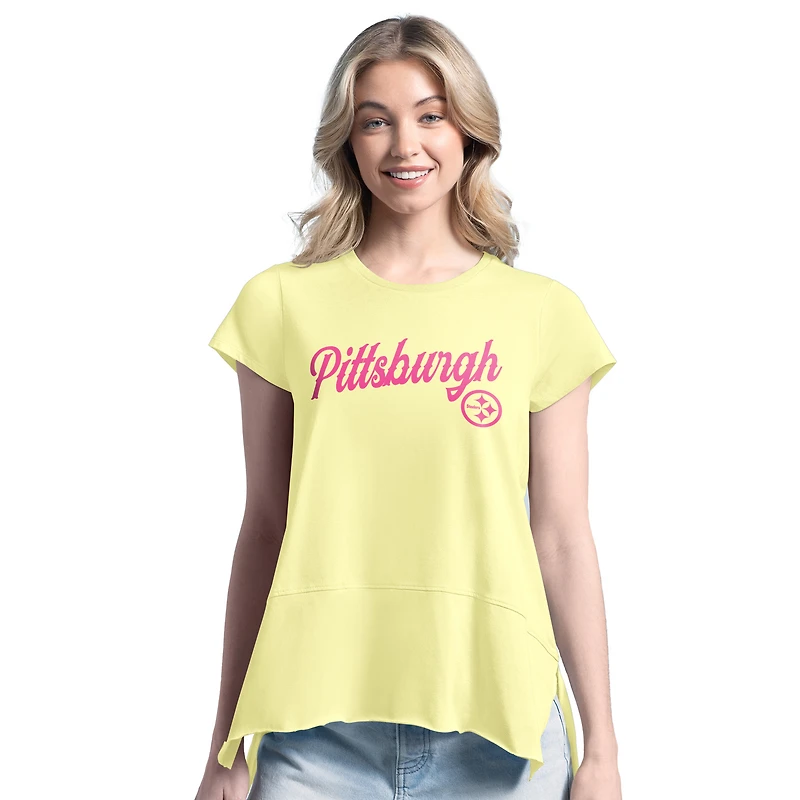 T-shirt jaune Margaritaville pour femme des Steelers de Pittsburgh Gametime Is Paradise
