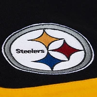Women's Mitchell & Ness  Black Pittsburgh Steelers Cropped Long Sleeve Rugby Polo