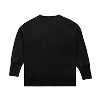 Women's Mitchell & Ness  Black Pittsburgh Steelers Delineate Mineral Wash Crewneck Sweatshirt