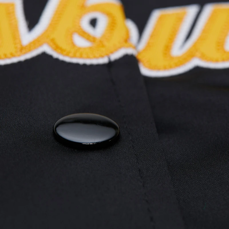 Veste en satin noir à boutons-pression Mitchell & Ness pour femme, Pittsburgh Steelers