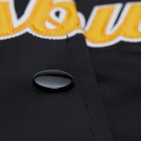 Veste en satin noir à boutons-pression Mitchell & Ness pour femme, Pittsburgh Steelers