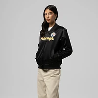 Veste en satin noir à boutons-pression Mitchell & Ness pour femme, Pittsburgh Steelers