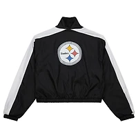 Veste courte entièrement zippée en nylon noir pour femme Mitchell & Ness Pittsburgh Steelers