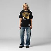 T-shirt noir Mitchell & Ness pour femme, motif petit ami dynamique de l'équipe des Pittsburgh Steelers