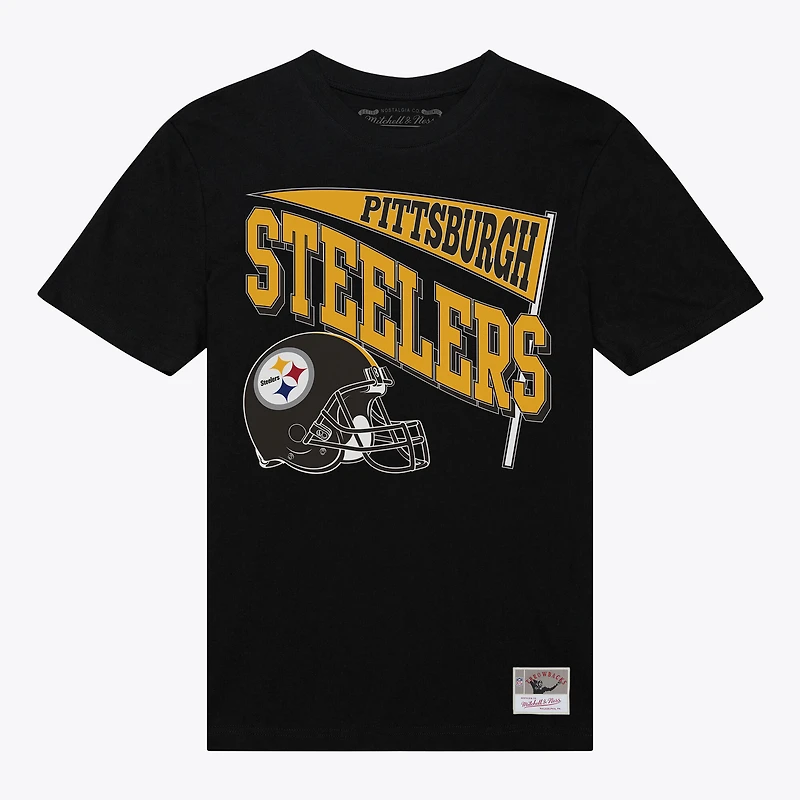 Women's Mitchell & Ness  Black Pittsburgh Steelers Team Dynamic Boyfriend T-Shirt
