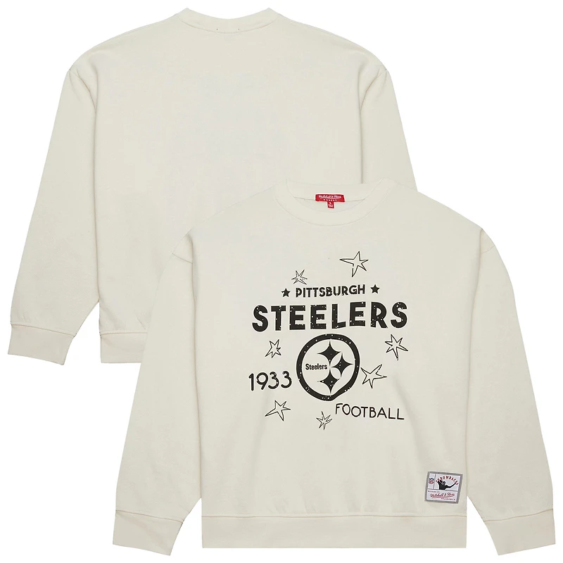 Women's Mitchell & Ness Cream Pittsburgh Steelers Plus Shooting Star Sweatshirt