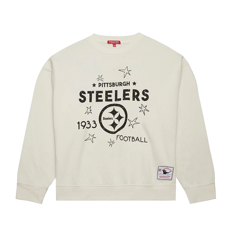 Women's Mitchell & Ness Cream Pittsburgh Steelers Plus Shooting Star Sweatshirt