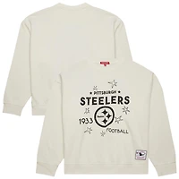 Sweat-shirt Mitchell & Ness Cream Pittsburgh Steelers Shooting Star grande taille pour femme