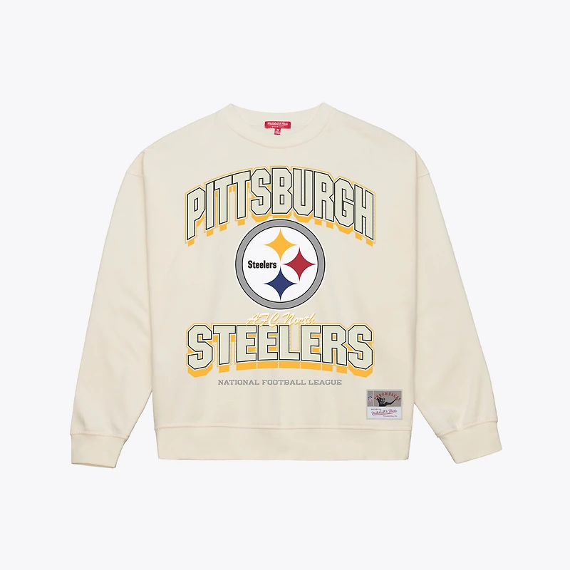 Sweat-shirt Mitchell & Ness crème Pittsburgh Steelers à motif arches ton sur pour femme