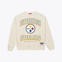 Sweat-shirt Mitchell & Ness crème Pittsburgh Steelers à motif arches ton sur pour femme