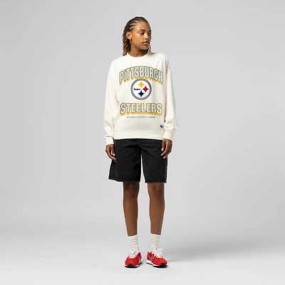 Women's  Mitchell & Ness Cream Pittsburgh Steelers Tonal Arch Sweatshirt