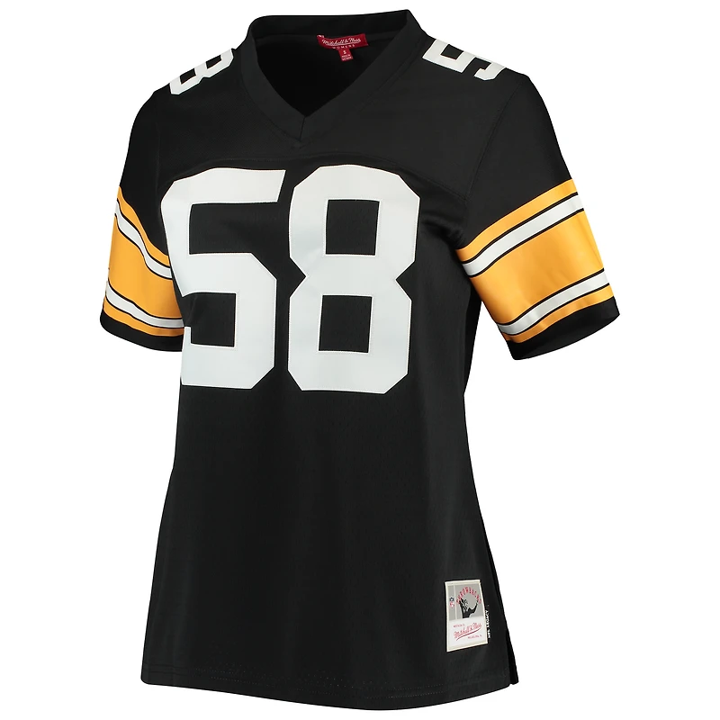Maillot réplique Legacy Jack Lambert noir des Steelers de Pittsburgh, Mitchell & Ness, pour femme